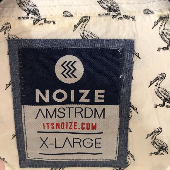 Noize Amstrdm Mens Button Down Shirt Bird Print Cotton White XL - Picture 4 of 5